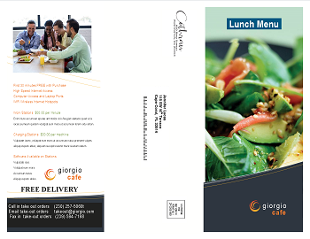 Mailer Warehouse mailed menu brochure