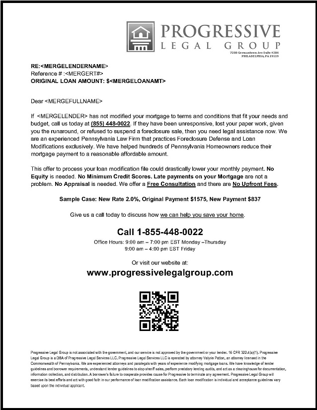 Stop Foreclosure marketing Mailer